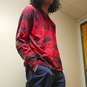 Rose Shirt Black and Red Tie Die